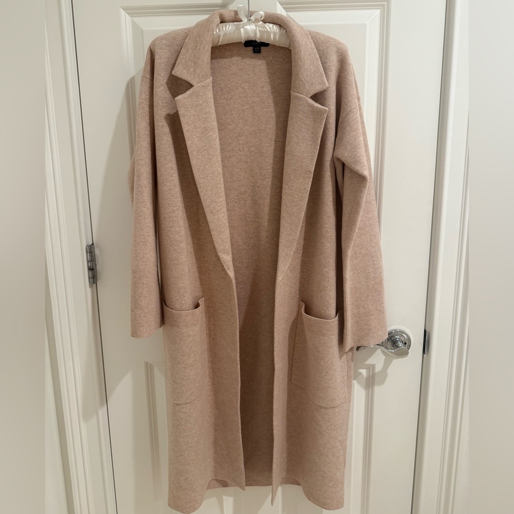 J.Crew Ella Open-Front Long Sweater-Blazer in Heather Khaki, XXS